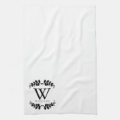 Monogram voor elegante zwarte en witte familie theedoek (Verticaal)