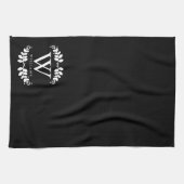Monogram voor elegante zwarte en witte familie theedoek (Horizontaal)