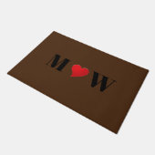Monogram voor epitheelepeltje met bruin rood hart deurmat (Schuin)