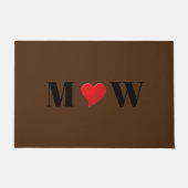 Monogram voor epitheelepeltje met bruin rood hart deurmat (Voorkant)