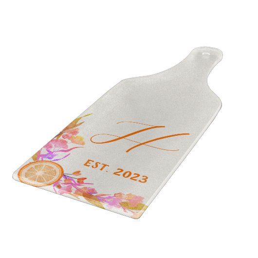 Monogram voor flessenmelk van Oranje vruchten, vas Snijplank (Hoek)