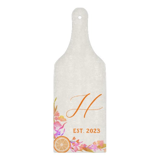 Monogram voor flessenmelk van Oranje vruchten, vas Snijplank (Voorkant)