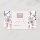 Monogram voor Floral-Paarse natuur en goudmonogram Visitekaartje (Achterkant)