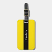 Monogram voor gele, zwarte lintnaam bagagelabel (Voorkant verticaal)