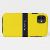 Monogram voor gele, zwarte lintnaam Case-Mate iPhone case (Achterkant (horizontaal))