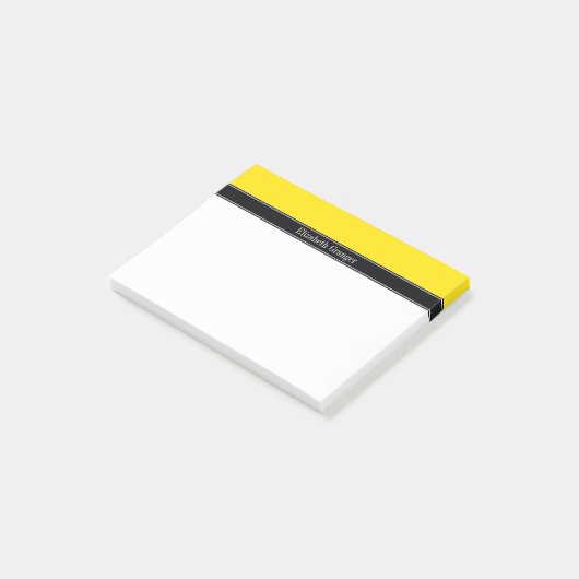 Monogram voor gele, zwarte lintnaam post-it® notes (Schuin)