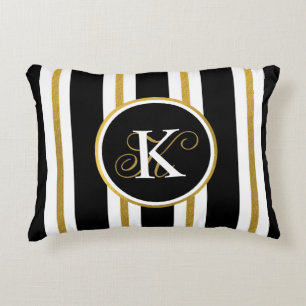 Monogram voor gepersonaliseerde Elegant Black & Go Accent Kussen