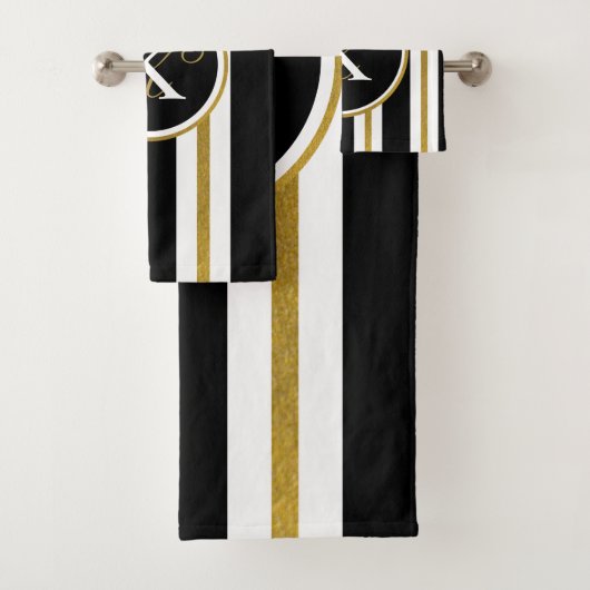 Monogram voor gepersonaliseerde Elegant Black & Go Bad Handdoek (Insitu)