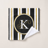 Monogram voor gepersonaliseerde Elegant Black & Go Bad Handdoek (Wasdoekje)