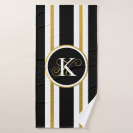 Monogram voor gepersonaliseerde Elegant Black & Go Badhanddoek