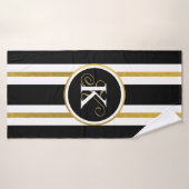Monogram voor gepersonaliseerde Elegant Black & Go Badhanddoek (Badhanddoek)
