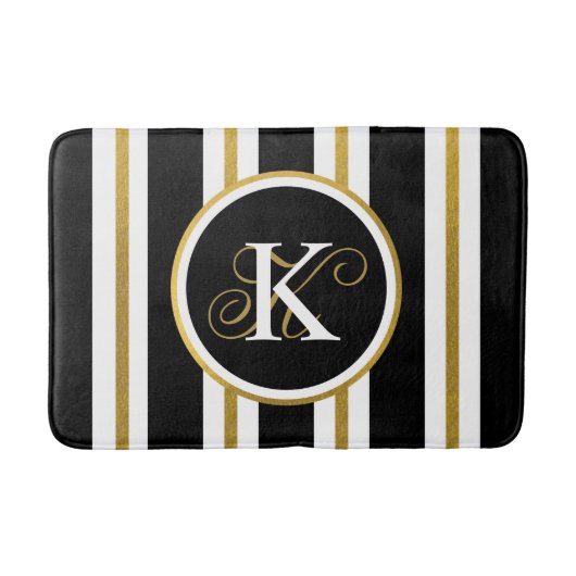 Monogram voor gepersonaliseerde Elegant Black & Go Badmat (Voorkant)