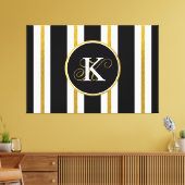 Monogram voor gepersonaliseerde Elegant Black & Go Canvas Afdruk (Insitu (Woonkamer))