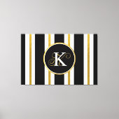 Monogram voor gepersonaliseerde Elegant Black & Go Canvas Afdruk (Voorkant)