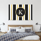 Monogram voor gepersonaliseerde Elegant Black & Go Canvas Afdruk (Insitu (Slaapkamer))