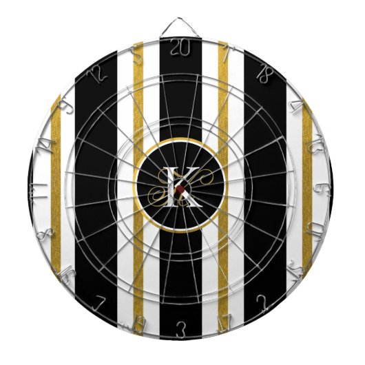Monogram voor gepersonaliseerde Elegant Black & Go Dartbord (Voorkant)