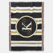 Monogram voor gepersonaliseerde Elegant Black & Go Deken (Voorkant Verticaal)