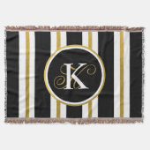 Monogram voor gepersonaliseerde Elegant Black & Go Deken (Voorkant)