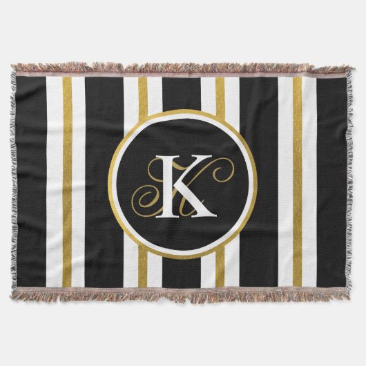 Monogram voor gepersonaliseerde Elegant Black & Go Deken (Voorkant)