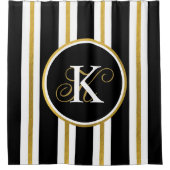 Monogram voor gepersonaliseerde Elegant Black & Go Douchegordijn (Voorkant)