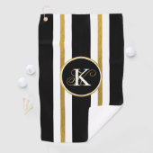 Monogram voor gepersonaliseerde Elegant Black & Go Golfhanddoek (Insitu)