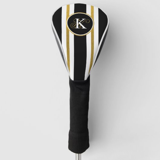 Monogram voor gepersonaliseerde Elegant Black & Go Golfheadcover (Voorkant)