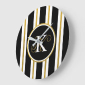 Monogram voor gepersonaliseerde Elegant Black & Go Grote Klok (Hoek)