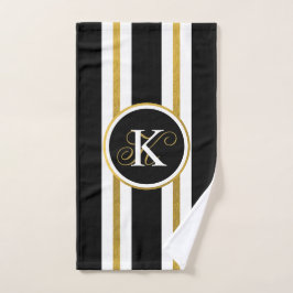 Monogram voor gepersonaliseerde Elegant Black & Go Handdoek
