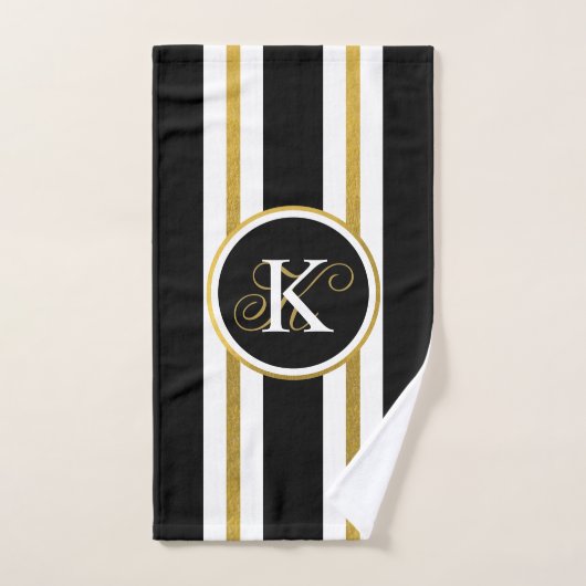 Monogram voor gepersonaliseerde Elegant Black & Go Handdoek (Handdoek)