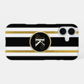Monogram voor gepersonaliseerde Elegant Black & Go iPhone 16 Hoesje (Achterkant horizontaal)