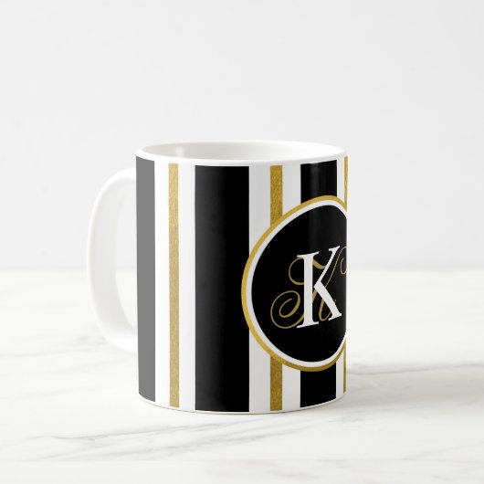 Monogram voor gepersonaliseerde Elegant Black & Go Koffiemok (Voorkant links)