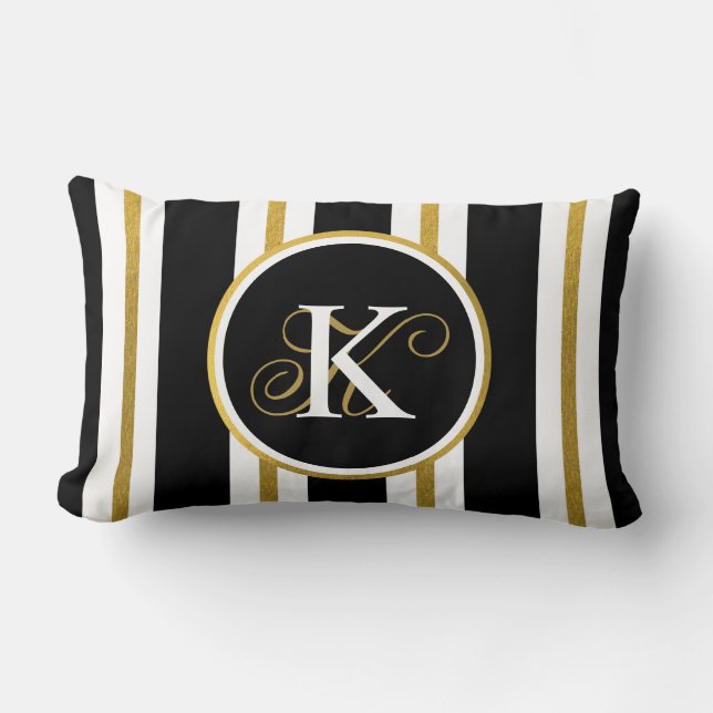 Monogram voor gepersonaliseerde Elegant Black & Go Kussen (Voorkant)