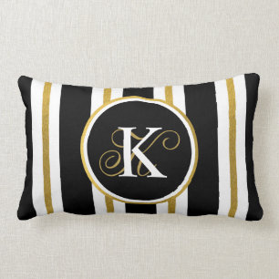 Monogram voor gepersonaliseerde Elegant Black & Go Kussen