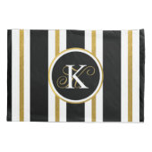 Monogram voor gepersonaliseerde Elegant Black & Go Kussensloop (Achterkant)