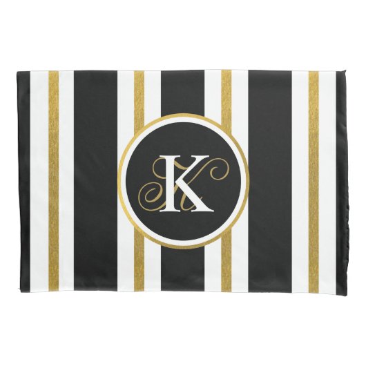 Monogram voor gepersonaliseerde Elegant Black & Go Kussensloop (Voorkant)