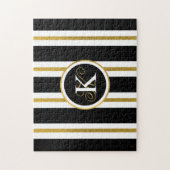Monogram voor gepersonaliseerde Elegant Black & Go Legpuzzel (Verticaal)