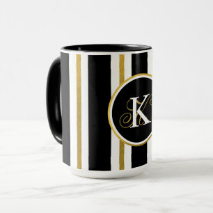 Monogram voor gepersonaliseerde Elegant Black & Go Mok