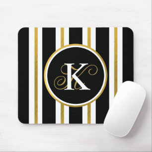 Monogram voor gepersonaliseerde Elegant Black & Go Muismat