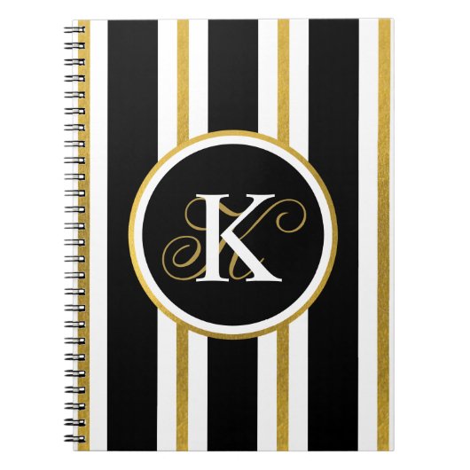 Monogram voor gepersonaliseerde Elegant Black & Go Notitieboek (Voorkant)
