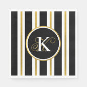 Monogram voor gepersonaliseerde Elegant Black & Go Servet (Voorkant)
