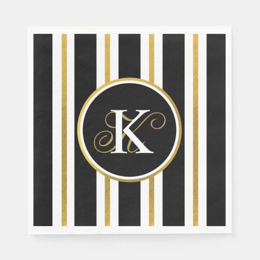 Monogram voor gepersonaliseerde Elegant Black & Go Servet (Voorkant)