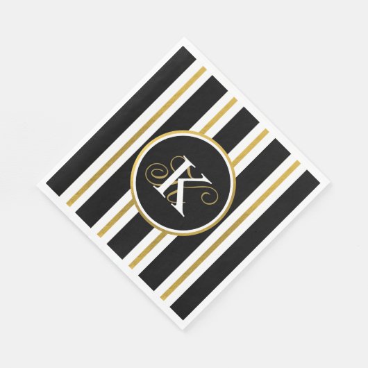 Monogram voor gepersonaliseerde Elegant Black & Go Servet (Hoek)