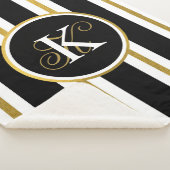 Monogram voor gepersonaliseerde Elegant Black & Go Sherpa Deken (3/4)