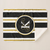 Monogram voor gepersonaliseerde Elegant Black & Go Sherpa Deken (Voorkant (horizontaal))