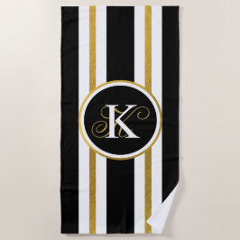 Monogram voor gepersonaliseerde Elegant Black & Go Strandlaken