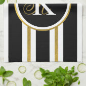 Monogram voor gepersonaliseerde Elegant Black & Go Theedoek (Gevouwen)