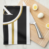 Monogram voor gepersonaliseerde Elegant Black & Go Theedoek (Quarter Fold)