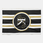 Monogram voor gepersonaliseerde Elegant Black & Go Theedoek (Horizontaal)