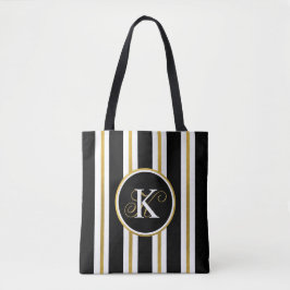 Monogram voor gepersonaliseerde Elegant Black & Go Tote Bag