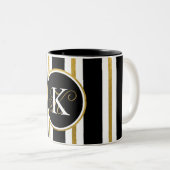 Monogram voor gepersonaliseerde Elegant Black & Go Tweekleurige Koffiemok (Voorkant rechts)